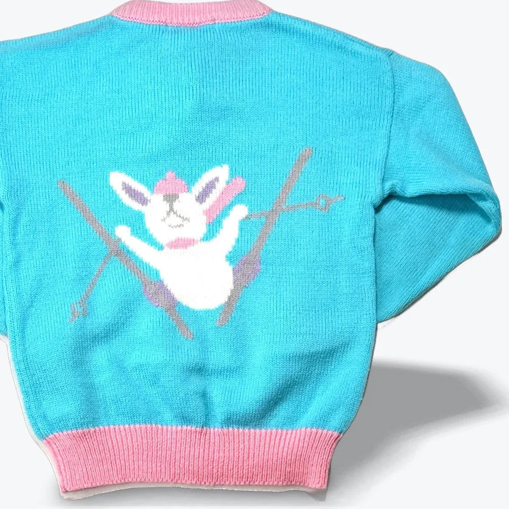 Vintage OshKosh Bgosh Sweater 1980s Ski Bunny Pastel Winter Knit 5Y NOS NEW